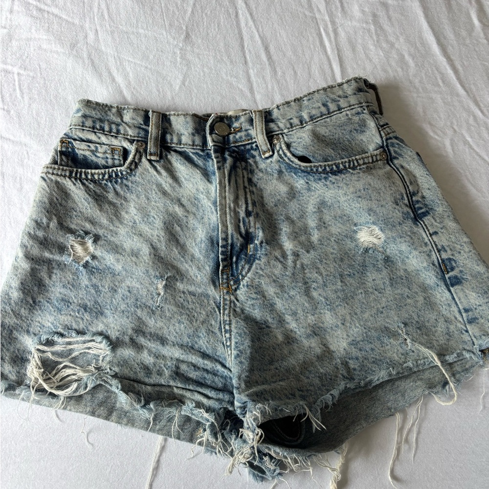 BDG Light Blue Distressed Jean Shorts